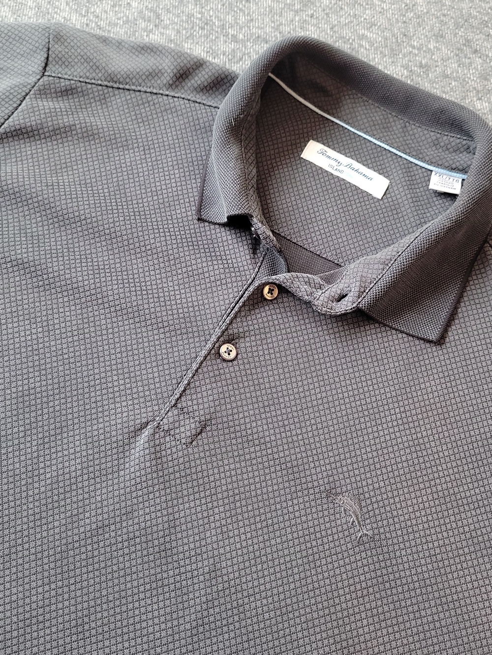 Tommy Bahama Polo Shirt Men's 2XL Black IslandZone Tencel Blend Stretch Casual